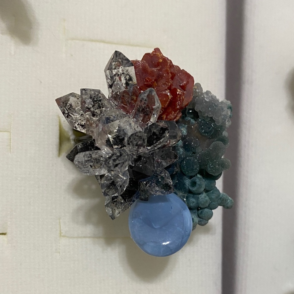 Multicolor Crystal Cluster Statement Ring - image 2